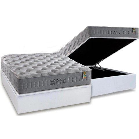 Cama Box Baú Casal: Colchão Molas Ensacadas Anjos MasterPocket Soft Dream + Base CRC Courano