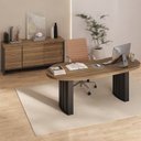 Ver imagem 1 de Conjunto Mesa Balcão Tamburato com Gavetas Organic Marrom/Nogal/Preto Artany