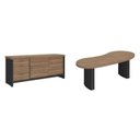 Ver imagem 2 de Conjunto Mesa Balcão Tamburato com Gavetas Organic Marrom/Nogal/Preto Artany