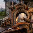 Ver imagem 4 de Tampa Porta Forno a Lenha Iglu Aço Inox com Cabo Madeira Forno Pizza 52 x 34