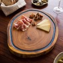 Ver imagem 4 de Tábua Corte Gourmet Madeira Orgânica Redonda com Resina Azul