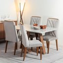Ver imagem 1 de Conjunto de Jantar Mesa com Vidro Avena 4 Cadeiras Megan - Canella C/ Fendi
