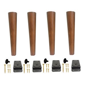 Kit 4 Pé Palito 25cm Amêndoa Marrom Claro + Chapinha Inclinada PVC