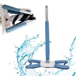 Mop Rodo de Limpeza Giratorio Retangular Ajustavel Retratil:azul Escuro - 1