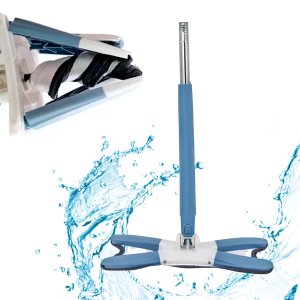Mop Rodo de Limpeza Giratorio Retangular Ajustavel Retratil:azul Escuro