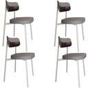 Ver imagem 1 de Kit 04 Cadeiras Estofada para Sala de Jantar Astrid Branco C01 Linho Cinza Courino Café - Lyam