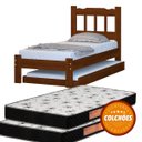 Ver imagem 1 de Cama Solteiro + Cama Auxiliar + 2 Colchões Cor Castanho