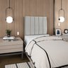 Cabeceira Estofada Cama Box Solteiro Carla 90cm com Frame Suede:cinza Claro - 1