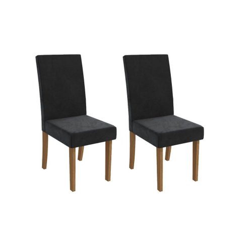 Cadeira de Cozinha Dália 2cad131 Madeirado Kit 2 Un Canela/suede Preto - Kappesberg