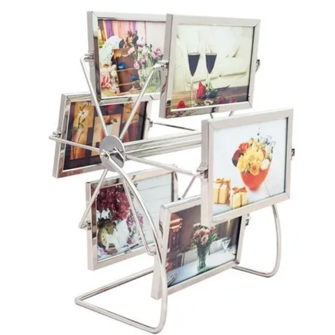 Porta Retrato Giratorio De Metal Para 12 Fotos 10x15 Cor:Cinza Escuro