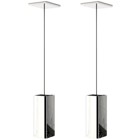 Kit 2 Pendentes Luminária Quadrado Industrial Inox F.elg