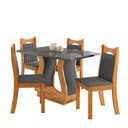 Ver imagem 2 de Conjunto Sala de Jantar 4 Lugares Retangular Genebra Vidro MDF Cinza