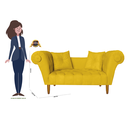 Ver imagem 4 de Namoradeira Recamier Sofá Decorativo 02 Lugares Dubai Suede Amarelo - Incasa Decor