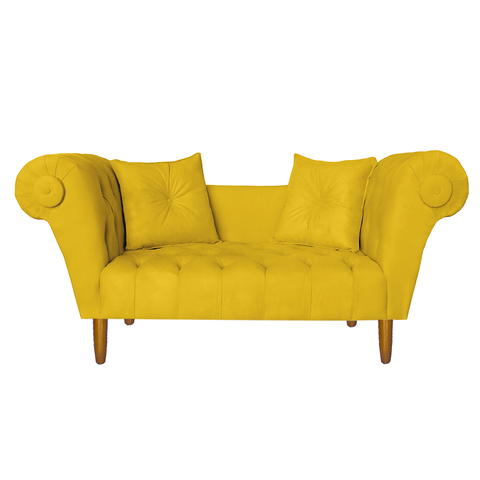 Namoradeira Recamier Sofá Decorativo 02 Lugares Dubai Suede Amarelo - Incasa Decor