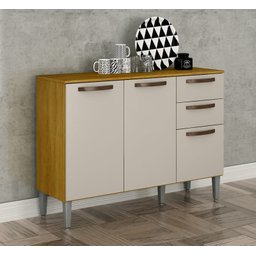 Balcão de Cozinha 3 Portas 2 Gavetas - Maísa-Cinamomo/Off White - CHF Móveis - 1