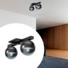 Plafon Sobrepor Preto em Aluminio com Globo Vidro Fume Duplo Soquete G9 Tensao Bivolt - 1