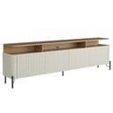 Ver imagem 3 de Rack Sala com Painel para Tv 75 Pol 4 Portas Brise 180cm Pés Preto Clio I03 Louro Luna - Lyam