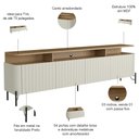Ver imagem 5 de Rack Sala com Painel para Tv 75 Pol 4 Portas Brise 180cm Pés Preto Clio I03 Louro Luna - Lyam