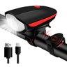 Kit Farol Bike Lanterna Led Recarregavel Usb Impermeável 3 Modos + Buzina com 5 Sons Diferente Siren - 1
