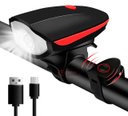 Ver imagem 1 de Kit Farol Bike Lanterna Led Recarregavel Usb Impermeável 3 Modos + Buzina com 5 Sons Diferente Siren