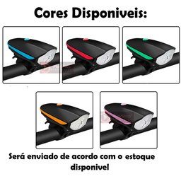 Kit Farol Bike Lanterna Led Recarregavel Usb Impermeável 3 Modos + Buzina com 5 Sons Diferente Siren - 8