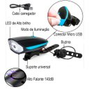 Ver imagem 2 de Kit Farol Bike Lanterna Led Recarregavel Usb Impermeável 3 Modos + Buzina com 5 Sons Diferente Siren