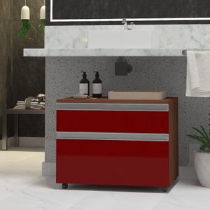 Gabinete para Banheiro com Rodízio 60cm 2 Gavetas Safira Inferior