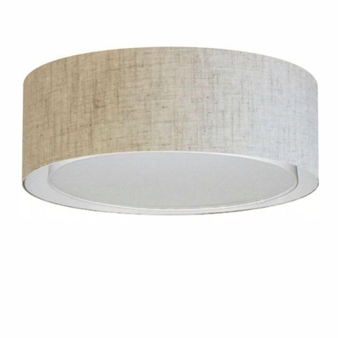 Plafon Cilíndrico Duplo Vivare Md-3037 Cúpula em Tecido 60x25cm - Bivolt Rustico-bege 127/220v