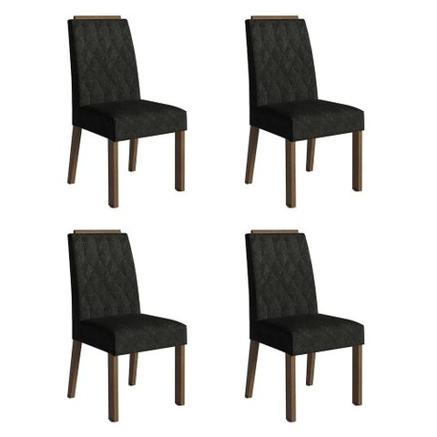 Kit 4 Cadeiras de Jantar 4256 com Espaldar Rustic/oxford Madesa