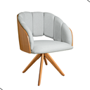 Ver imagem 1 de Cadeira Poltrona Sala Jantar Nicole Pés Giratórios Madeira Linho Cinza Claro