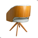 Ver imagem 2 de Cadeira Poltrona Sala Jantar Nicole Pés Giratórios Madeira Linho Cinza Claro