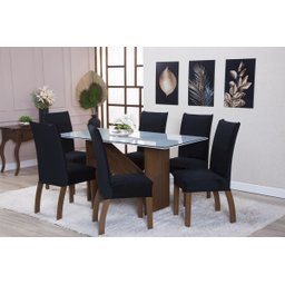 Kit Capa de Cadeira 4 Peças Suede Veludo Sala de Jantar Protege o Estofado Renova o Visual Preto - 1