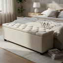 Ver imagem 1 de Puf Baú Estofado Tamanho King 190x40x45cm Produto de Alta Qualidade na Cor Bege Claro