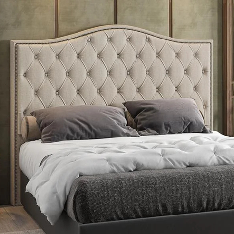 Cabeceira Estofada Cama Box Casal 1,40 Viana para Quarto em Linho Bege - Larbelle Móveis