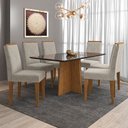 Ver imagem 2 de Mesa de Jantar Ana 160x90 com 6 Cadeiras Amanda Ipê/Preto/Bege - PR Móveis