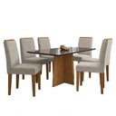 Ver imagem 1 de Mesa de Jantar Ana 160x90 com 6 Cadeiras Amanda Ipê/Preto/Bege - PR Móveis