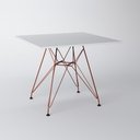 Ver imagem 1 de Mesa Eiffel Quadrada 90cm Tampo De Madeira Branco Com Base De Ferro Cobre