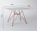 Ver imagem 2 de Mesa Eiffel Quadrada 90cm Tampo De Madeira Branco Com Base De Ferro Cobre