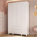 Ver imagem 1 de Guarda-roupa Infantil 122cm 4 Portas e 2 Gavetas Allegra Multimóveis Mp4443 Branco