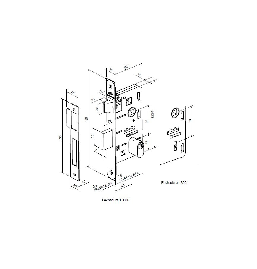 FECHADURA DUNA IMAB INTERNA PRETA PRETO PP QUARTO CHAVE GRANDE 40MM - 5