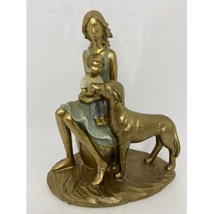 Escultura Decorativa Em Resina Mãe E Filho Com Pet 18cm|Luart´s Decor Espressione