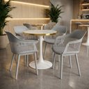 Ver imagem 2 de Conjunto Mesa de Jantar Redonda Majestic 70cm Branca com 4 Cadeiras Estofadas Marcela - Cinza