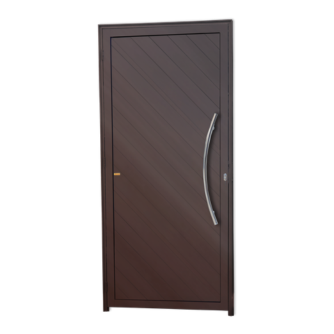 Porta Alumínio Lambril Savana c/Puxador D.Marrom Corten 90 Brimak