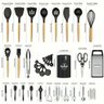 Kit 44 Utenslios de Cozinha Silicone e Madeira Antiaderente Caqui - 2