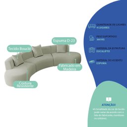 Kit Sofá Modular 4 Lugares Moderno Curvo Orgânico Duna Bouclé - 4