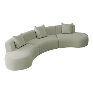 Kit Sofá Modular 4 Lugares Moderno Curvo Orgânico Duna Bouclé