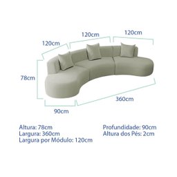 Kit Sofá Modular 4 Lugares Moderno Curvo Orgânico Duna Bouclé - 3