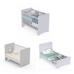 Quarto De Bebê Berço 3 Em 1 Cômoda Branco - 8