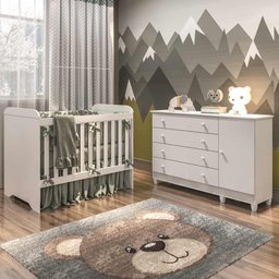 Quarto De Bebê Berço 3 Em 1 Cômoda Branco - 1