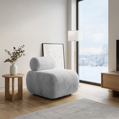 Poltrona Decorativa para Sala Orgânica 60 cm Base Fixa Nara Suede D03 - D'Rossi